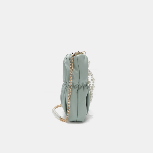 Nicole Lee USA Vegan Leather Pearl Bow Crossbody Chain Strap Purse - Picture 4 of 15